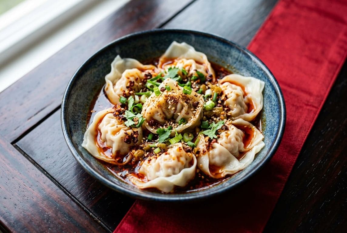 Wontons in Spicy Chilli Oil