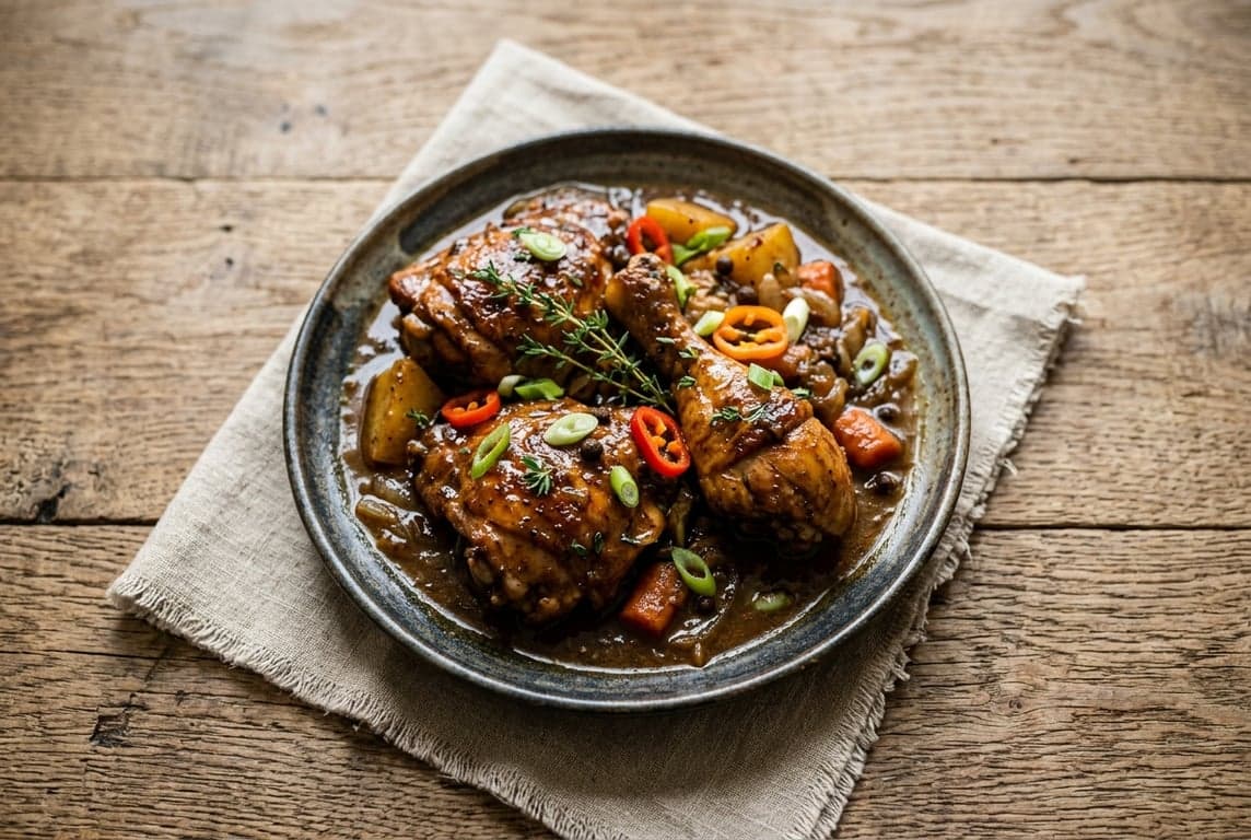 Jamaican Brown Stew Chicken recipe on Forkie