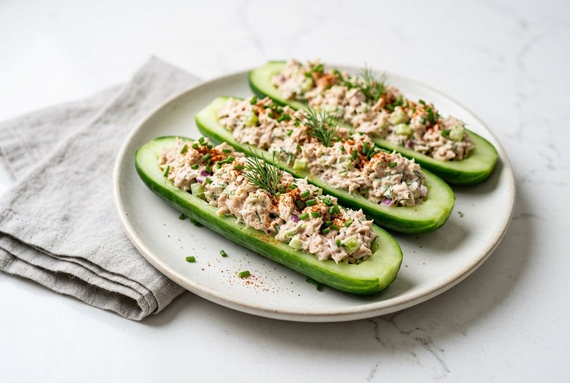 Tuna-Stuffed Cucumber Boats
