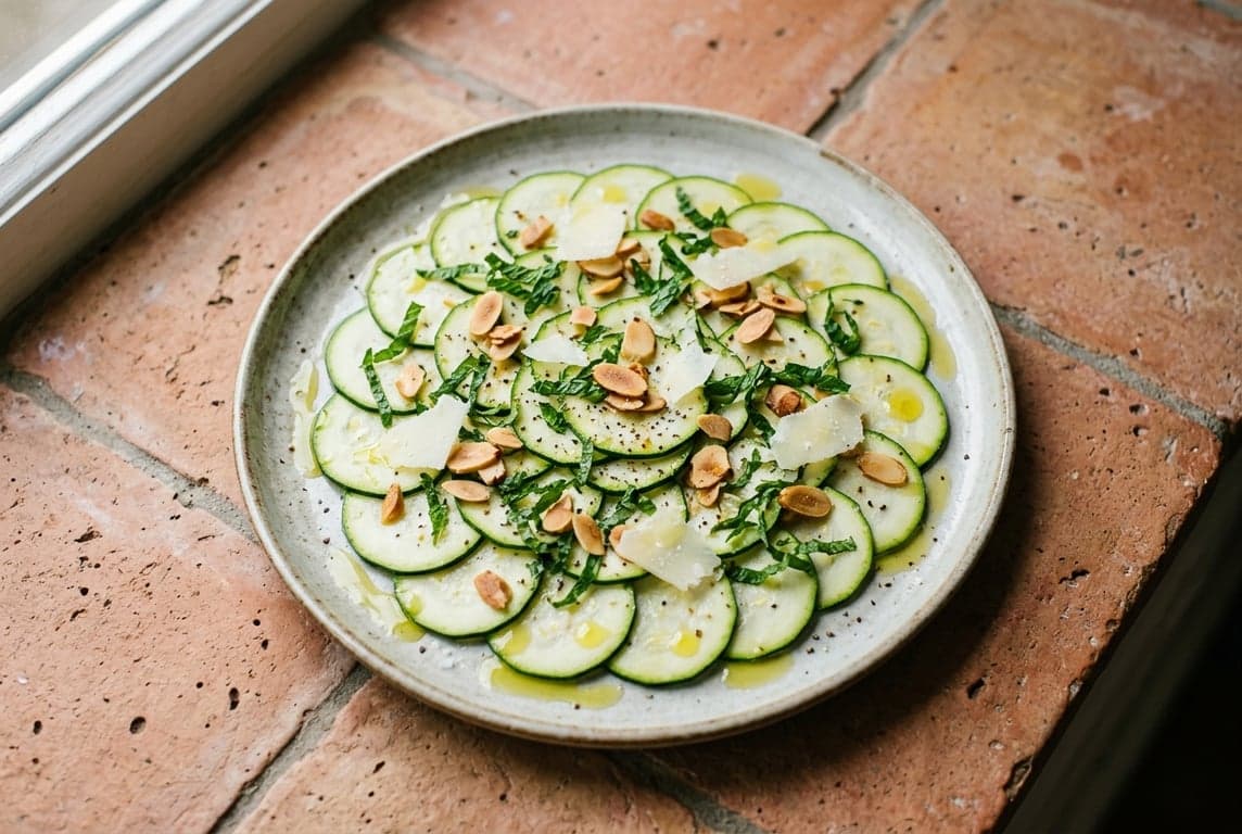 Zucchini Carpaccio with Mint & Almonds
