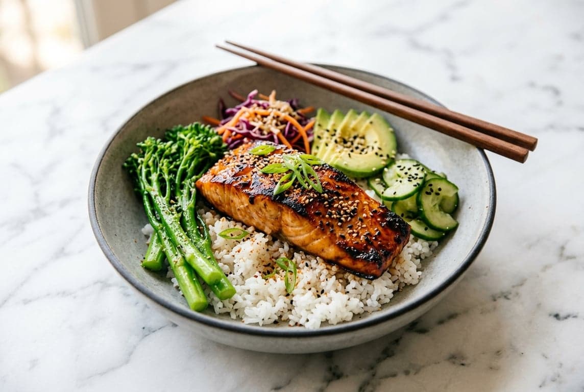 Miso Glazed Salmon Rice Bowl
