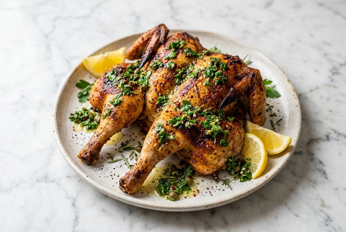 Spatchcock Roast Chicken with Salsa Verde