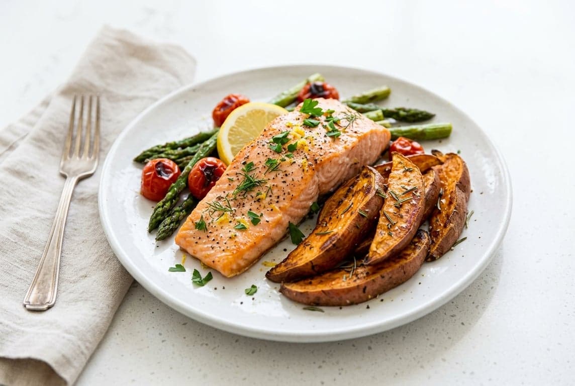 Baked Salmon & Sweet Potato