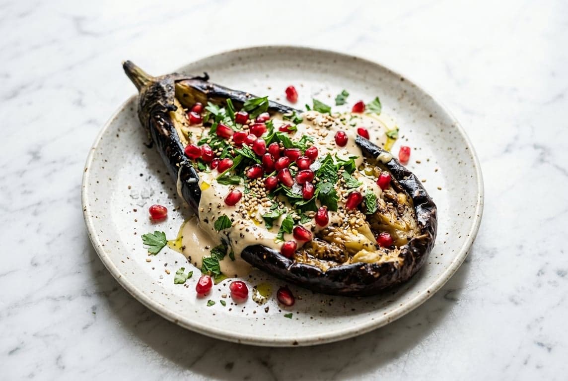 Whole Roasted Aubergine with Tahini