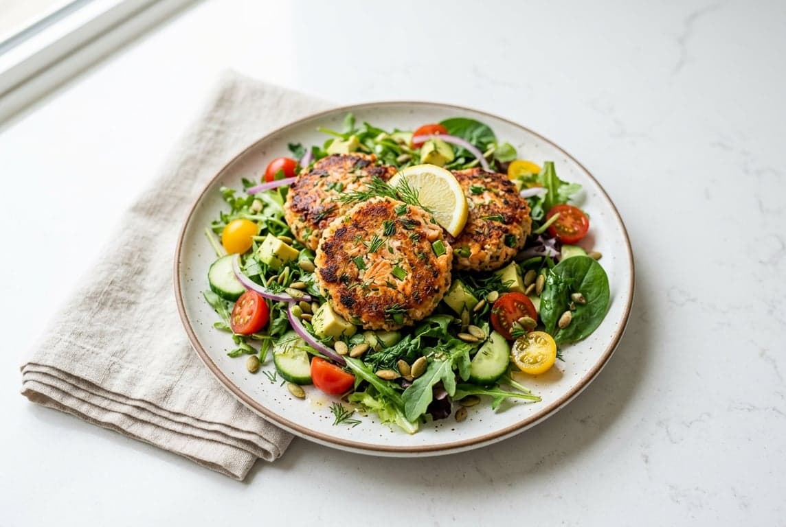 Salmon Quinoa Patties Salad