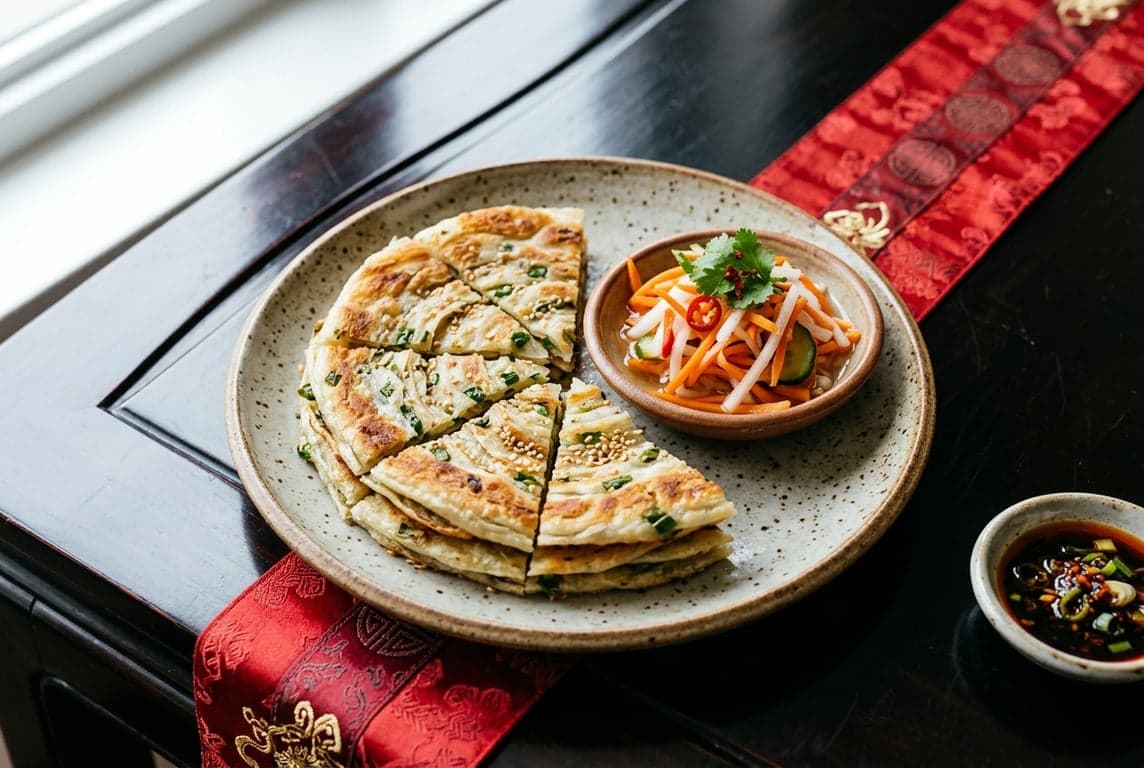 Scallion Pancake with Pickled Vegetables