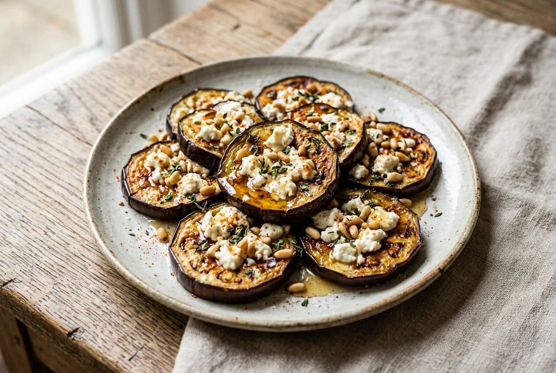 Aubergine with Honey & Goat Cheese
