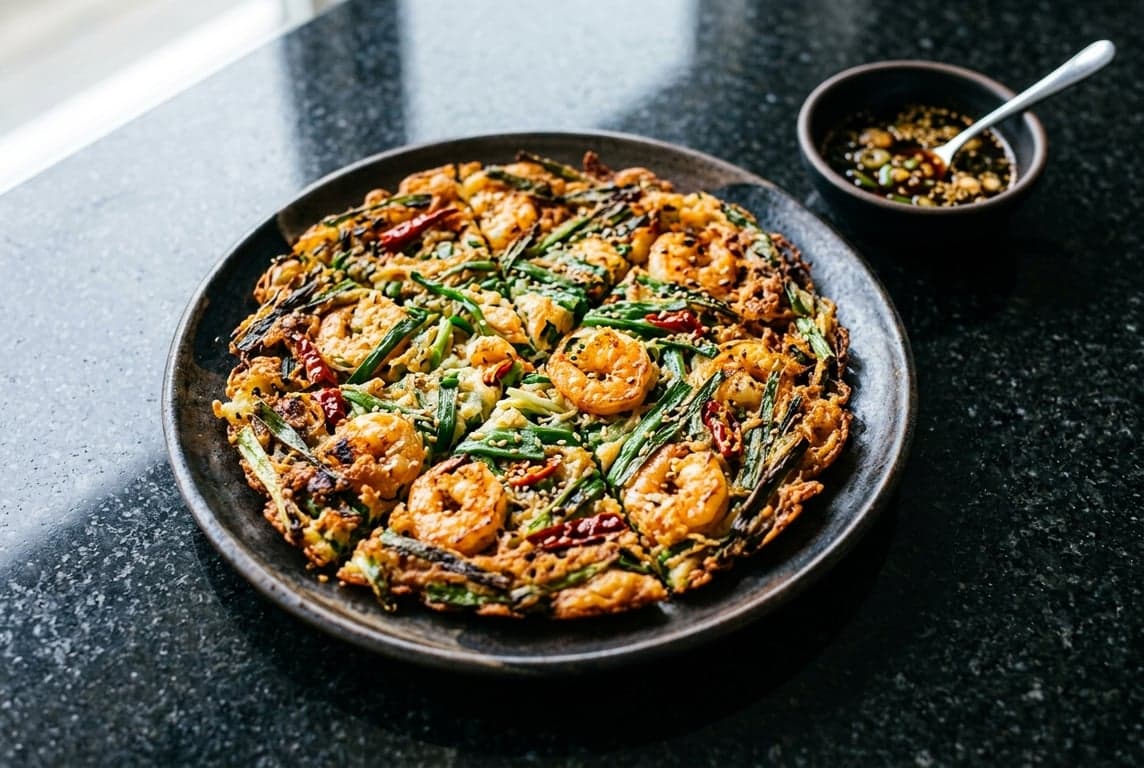 Crispy Korean Scallion and Prawn Pancake