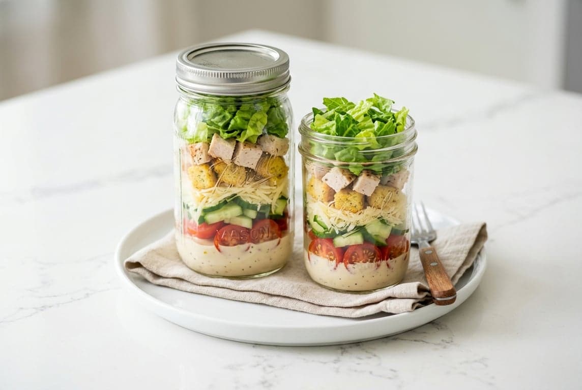 Meal-Prep Caesar Salad Jars