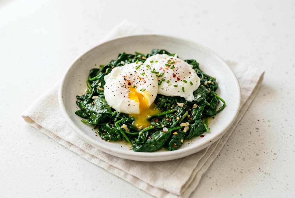 Wilted Spinach & Poached Egg Bowl
