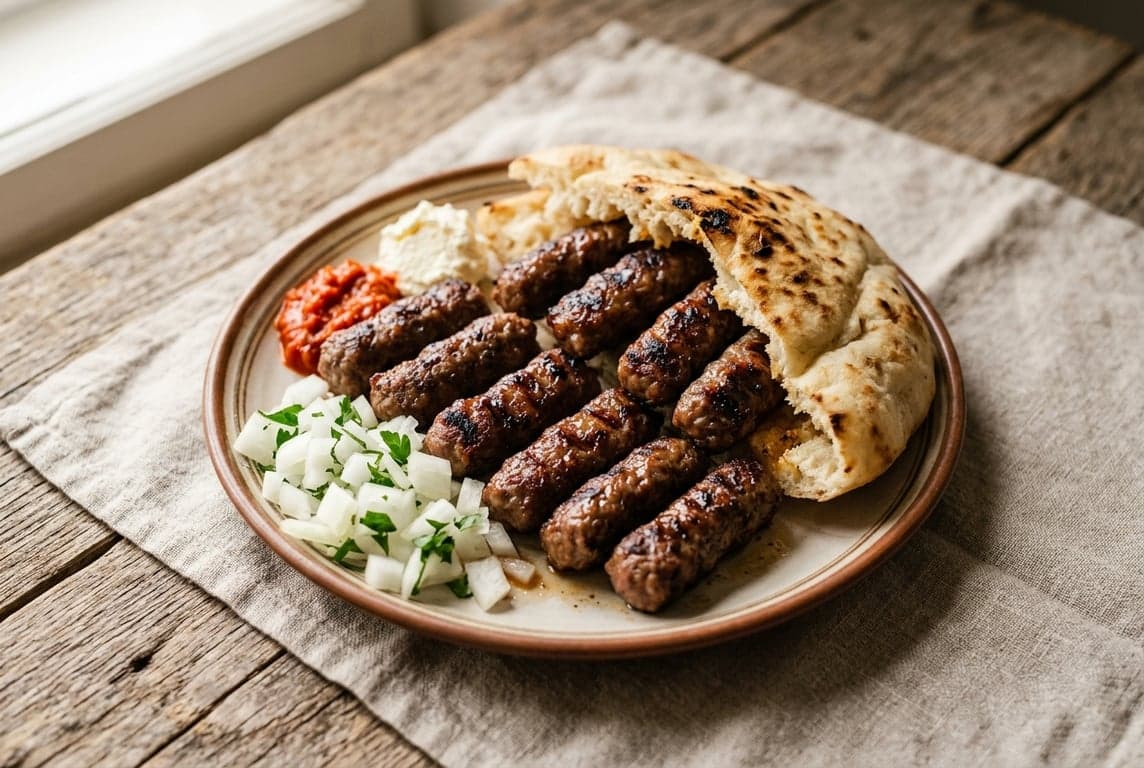 Ćevapi (Balkan Grilled Meat Sausages) recipe on Forkie