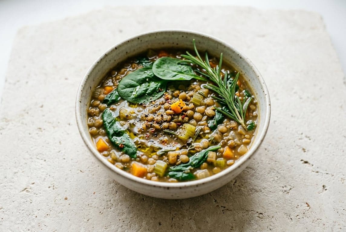 Make-Ahead Green Lentil & Spinach Soup