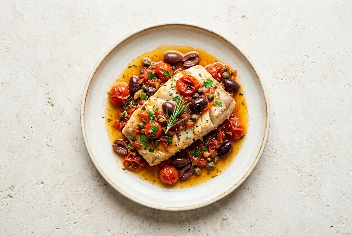 Baked Cod with Tomato & Olives
