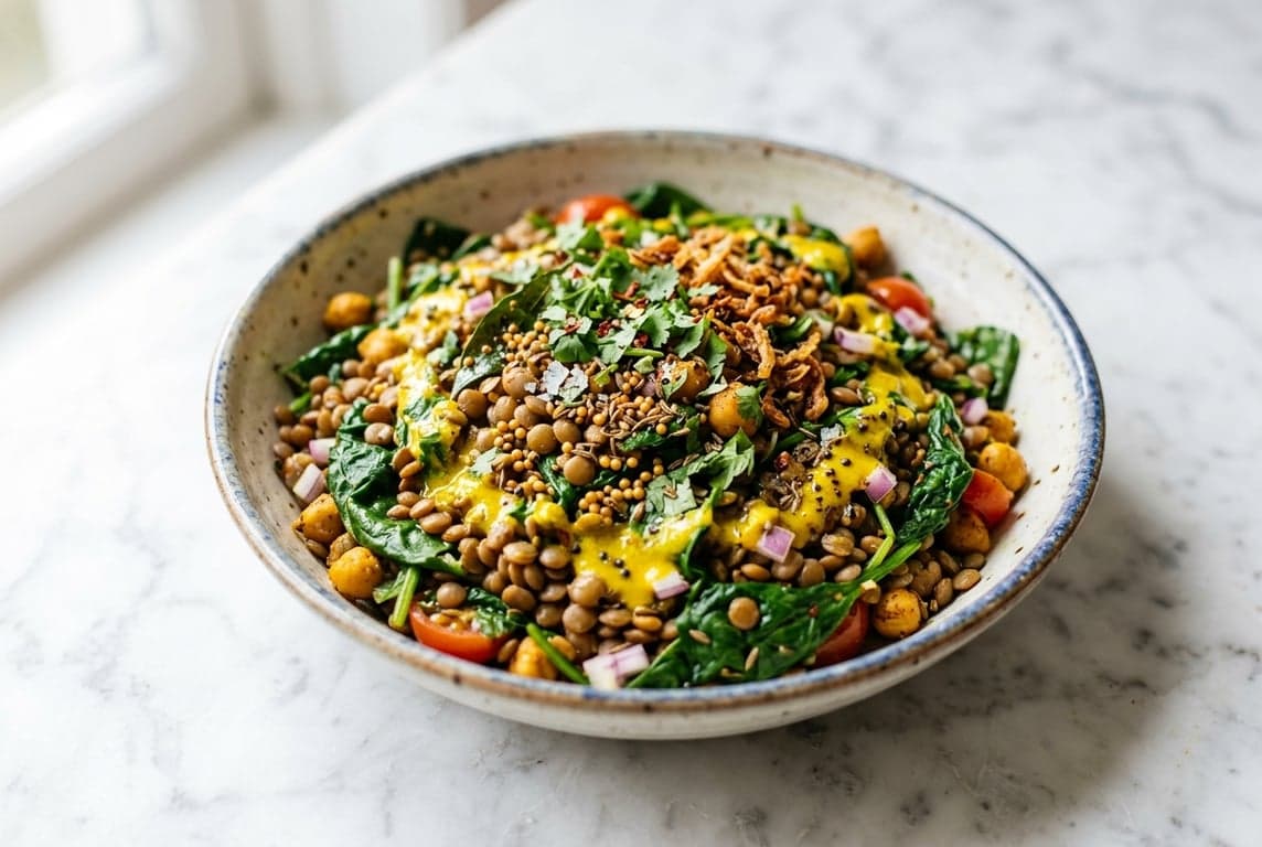 Indian Spinach & Lentil Salad
