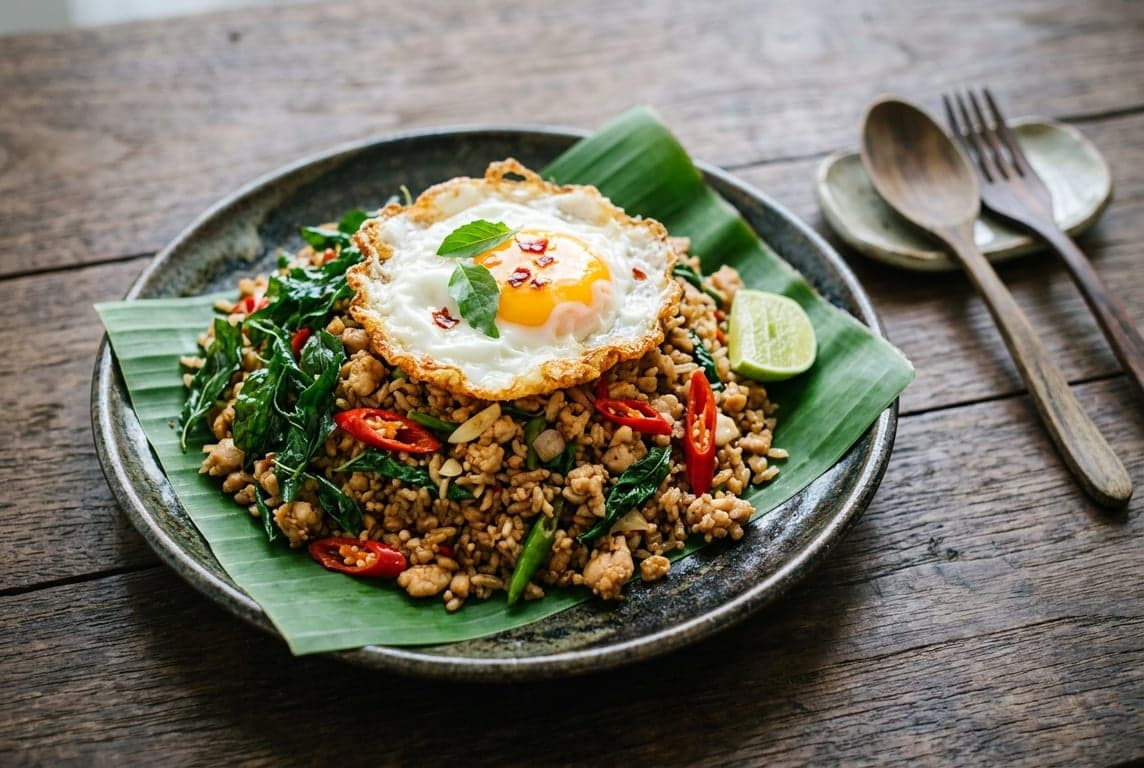 Thai Basil Fried Rice (Khao Pad Krapao) recipe on Forkie