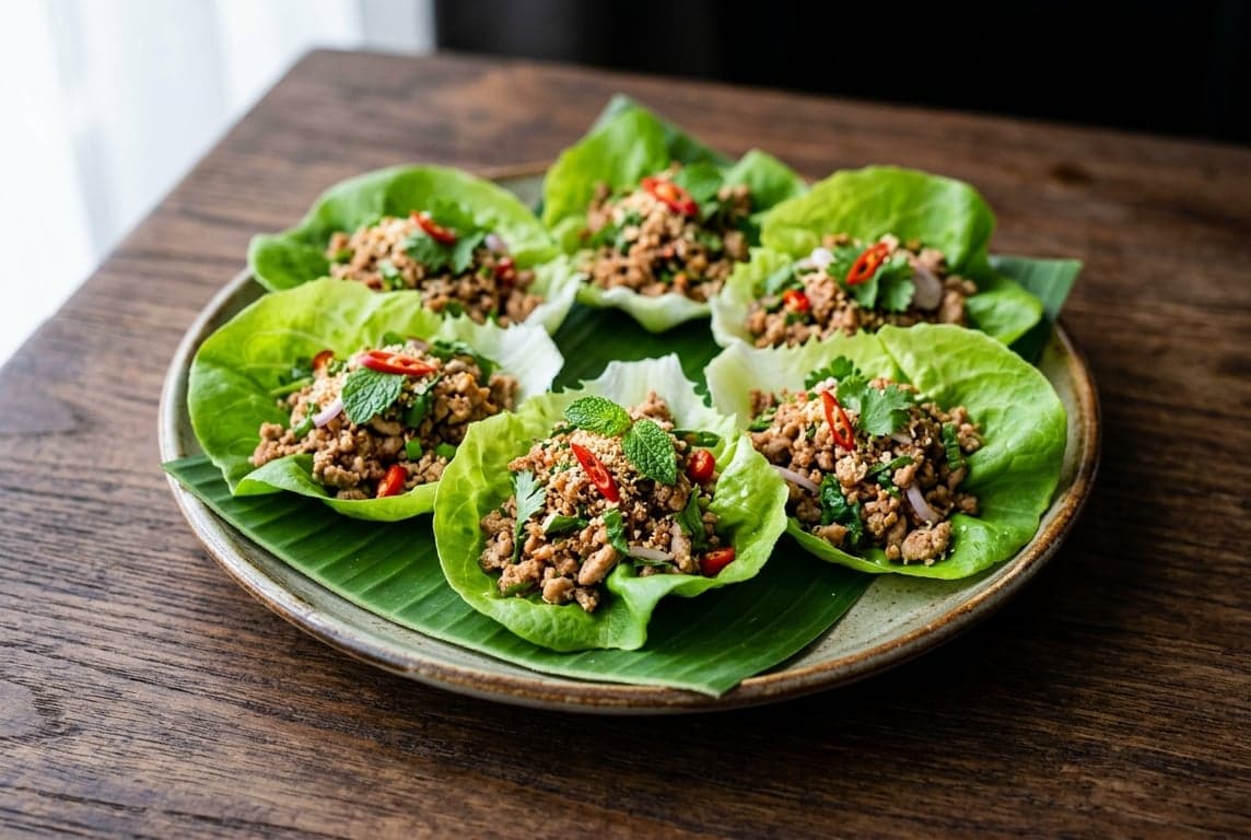 Larb Moo Spiced Pork Lettuce Cups