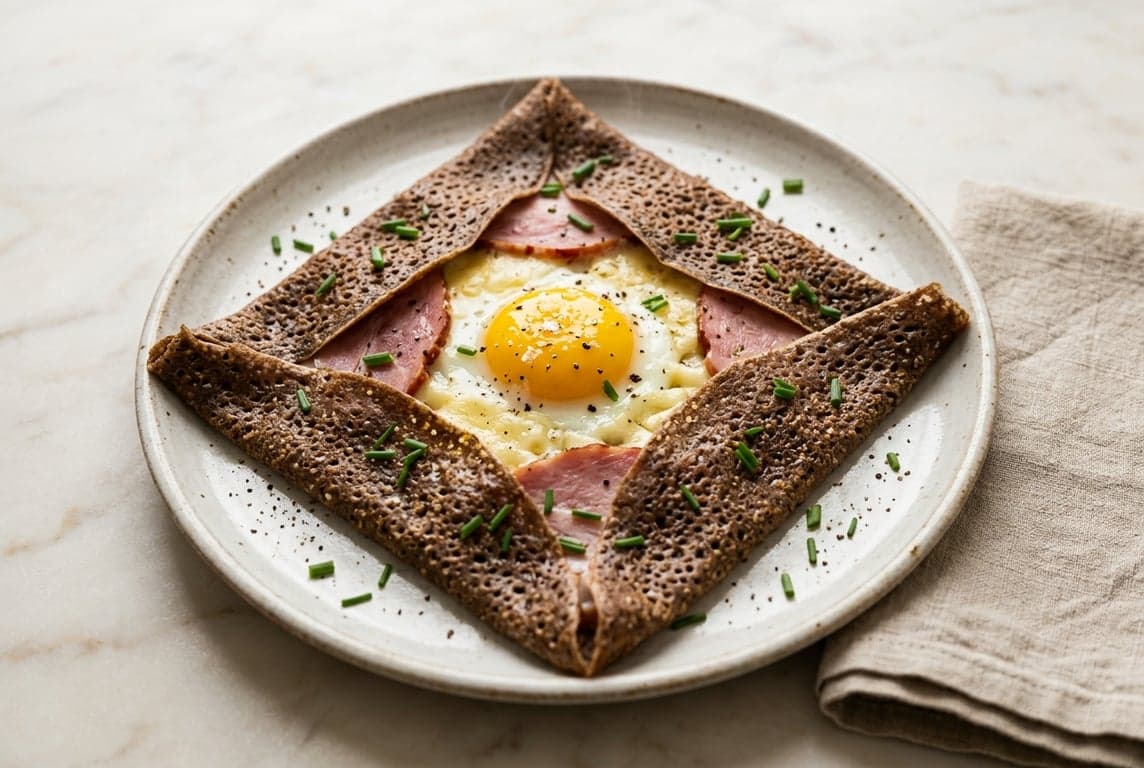 Buckwheat Galettes with Ham, Egg & Cheese